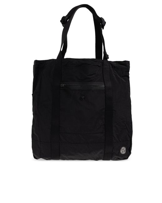 Stone Island Black Shopper Bag for men