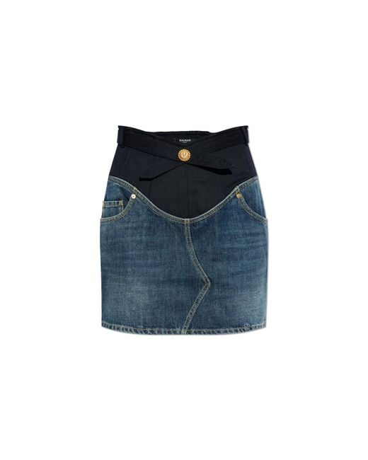 Balmain Blue Denim Skirt
