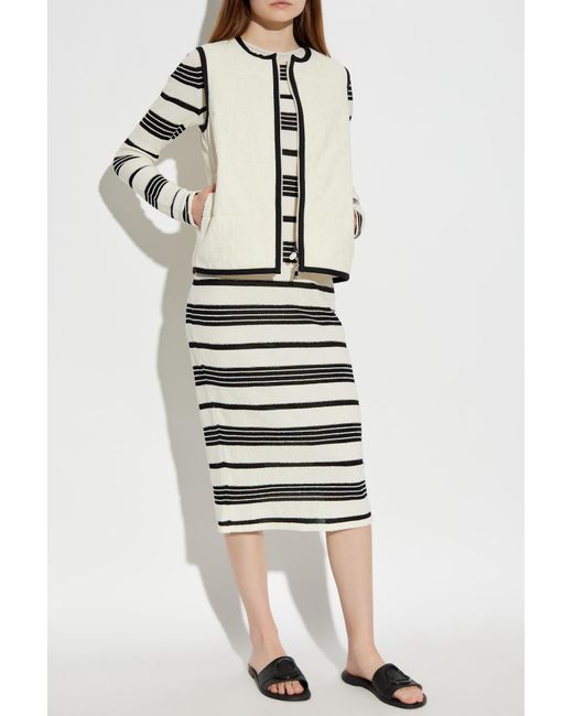 Moncler Natural Dress With Stripe Pattern