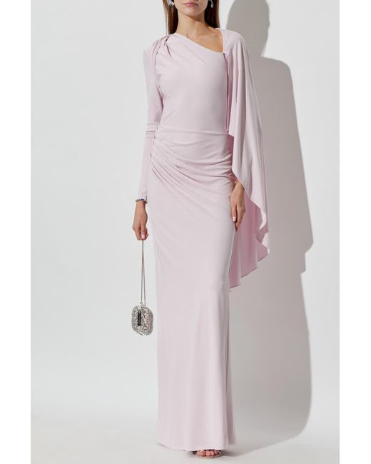 Self-Portrait Pink Long Dress With Draping