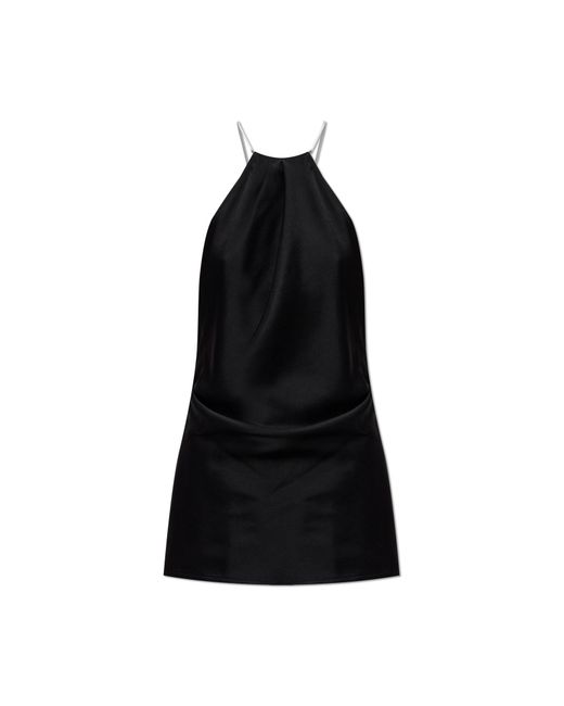 Victoria Beckham Black Satin Top With Draping