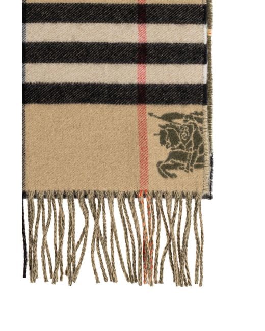 Burberry Black Cashmere Scarf With Check Pattern