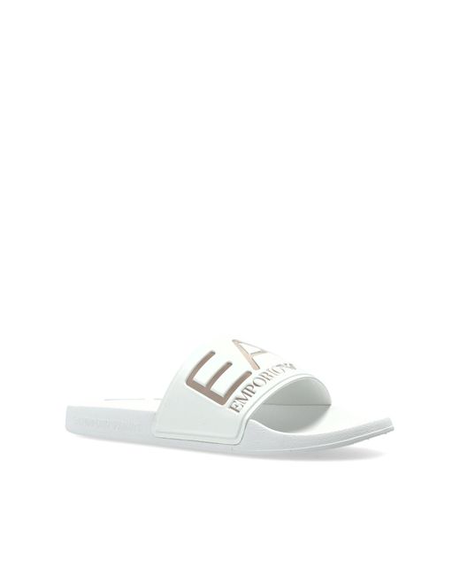 EA7 White Rubber Flip-Flops