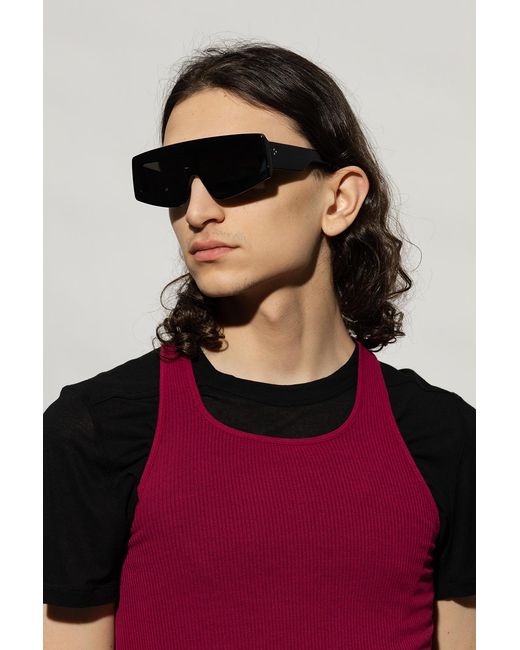 Rick Owens Black Rectangular Sunglasses