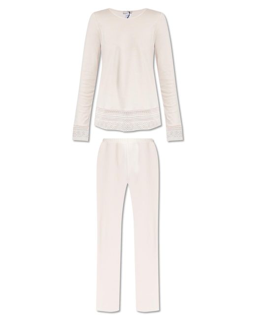 Hanro White 'jona' Reversible Pyjama,