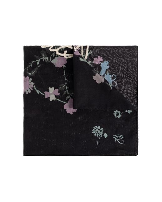 AllSaints Black Scarf With Floral Motif for men