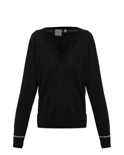 Paul Smith Black Wool Sweater With V-Neck