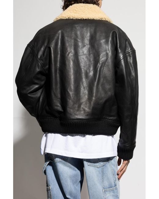 DSquared² Black Leather Jacket for men