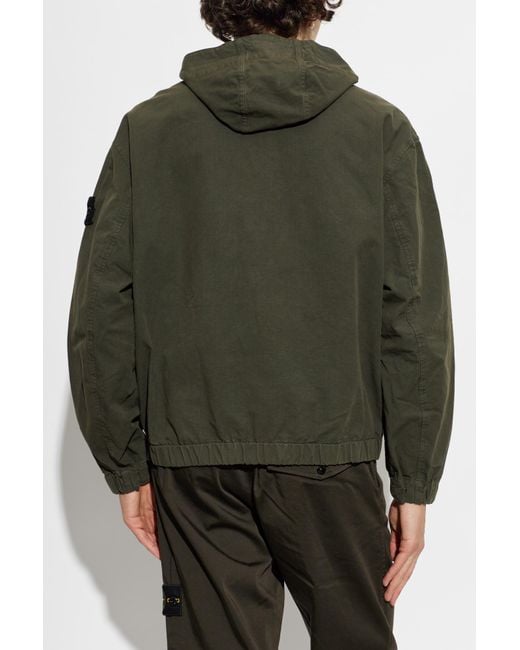 Stone Island Black Jacket With Logo Patch for men