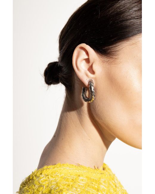 Balenciaga Metallic Earrings With Logo