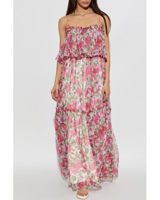 Chloé Pink Silk Dress With Floral Motif