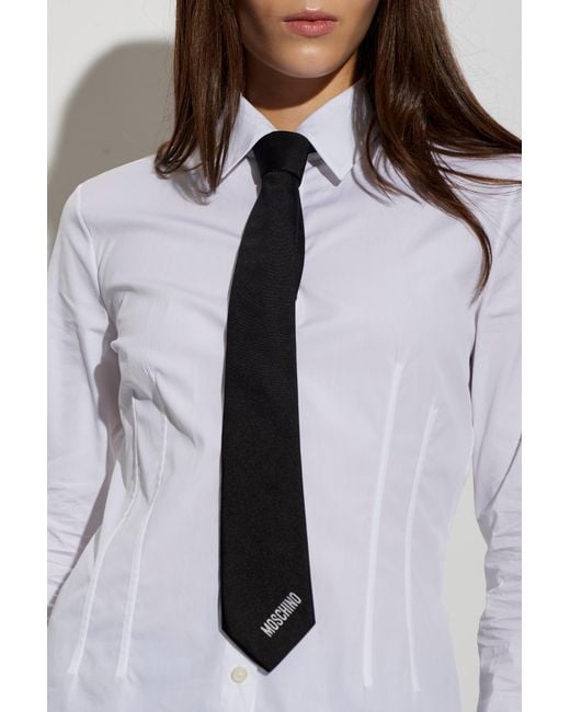 Moschino Black Silk Tie