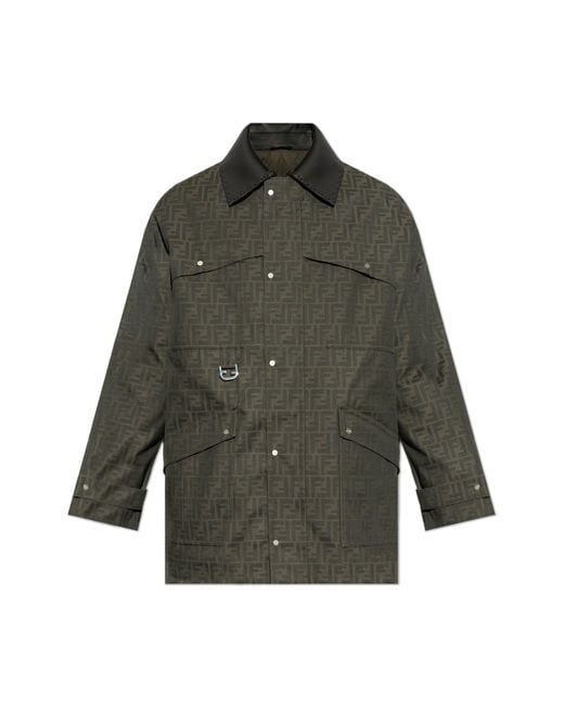 Fendi Black Jacket With Leather Collar for men