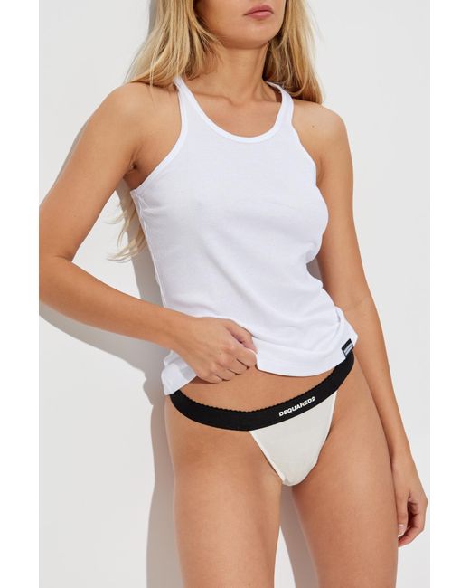 DSquared² Black Thongs With Logo