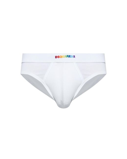 DSquared² White Cotton Briefs With Logo for men