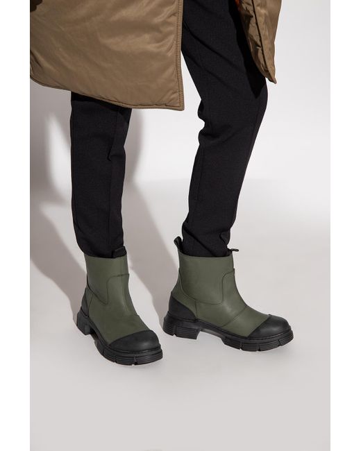 Ganni Short Rain Boots in Green Lyst