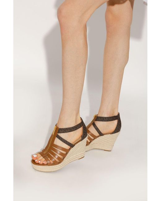 MICHAEL Michael Kors 'bradley' Wedge Sandals in Brown | Lyst