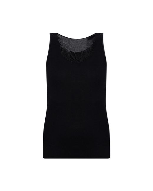 Hanro Black Cotton Top 'Rosaria'