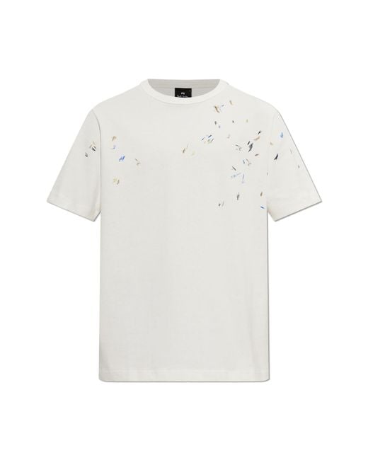 Paul Smith White T-Shirt With A Colorful Print for men