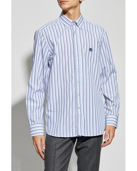 Etro Blue Striped Shirt for men