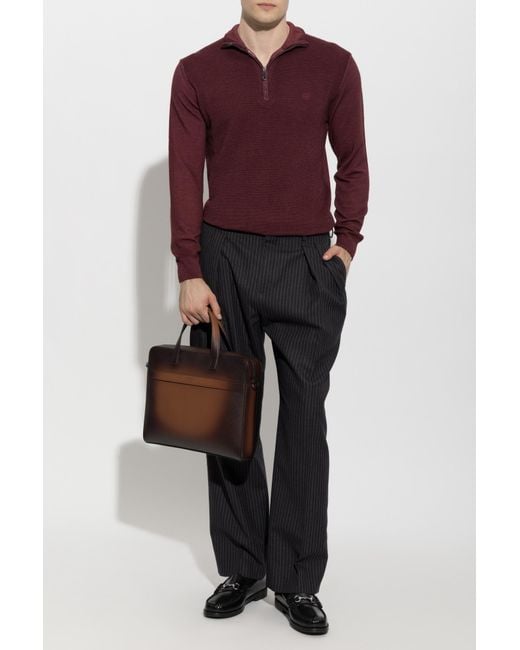 Etro Purple Wool Sweater With Stand-Up Collar for men