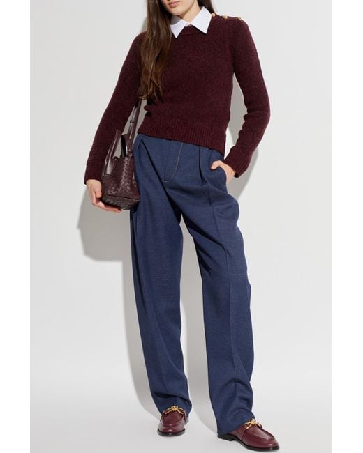 Bottega Veneta Purple Sweater With Wool Trim