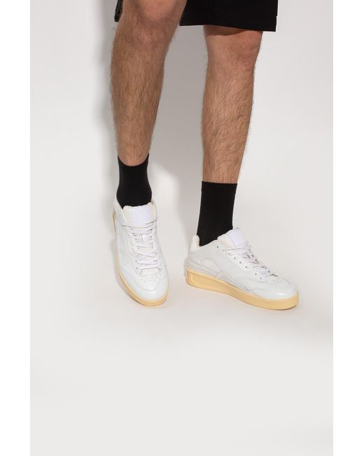 Jil Sander Leather Sneakers With Logo in White for Men | Lyst