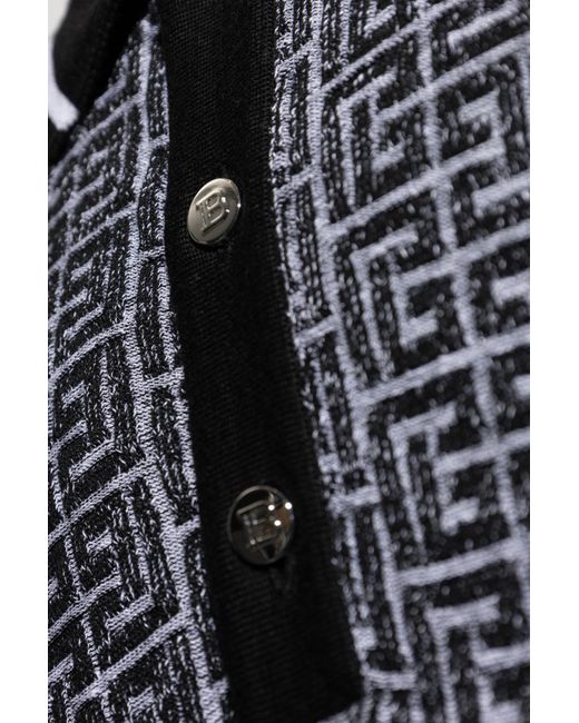 Balmain Black Polo With Monogram for men