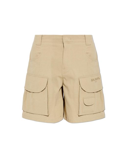 Balmain Natural Cargo Shorts for men