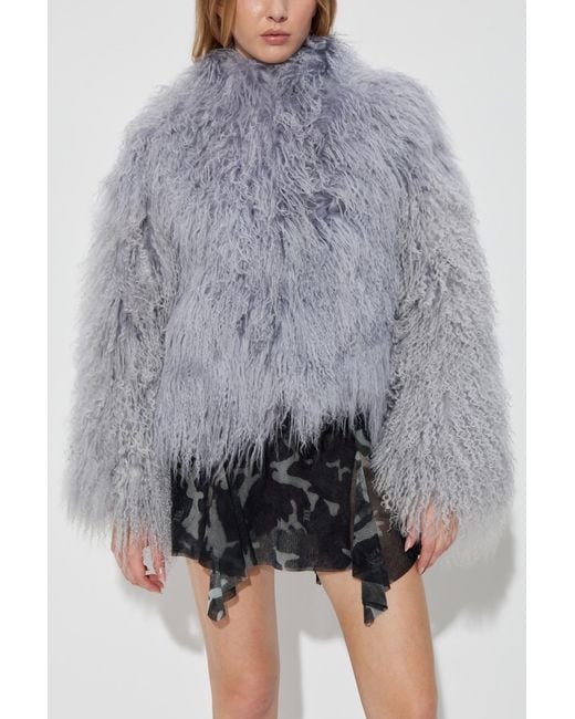 M I S B H V Gray Fur Coat With Pockets