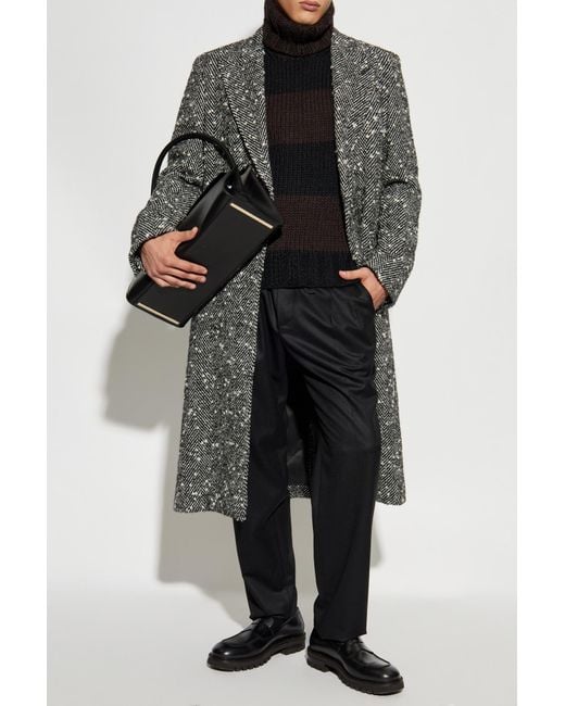 Dolce & Gabbana Gray Herringbone Pattern Coat for men