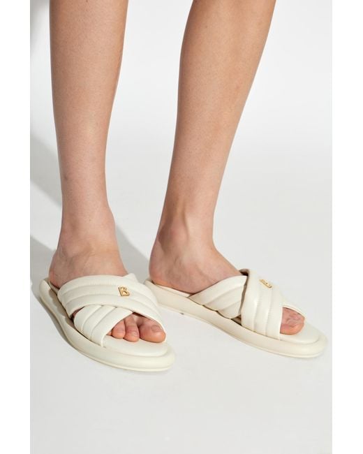 Bogner White Leather Slides 'Portofino'