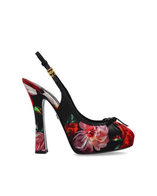 Dolce & Gabbana White Platform Shoes With Floral Motif