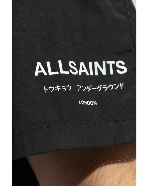AllSaints Black ‘Underground’ Swim Shorts for men