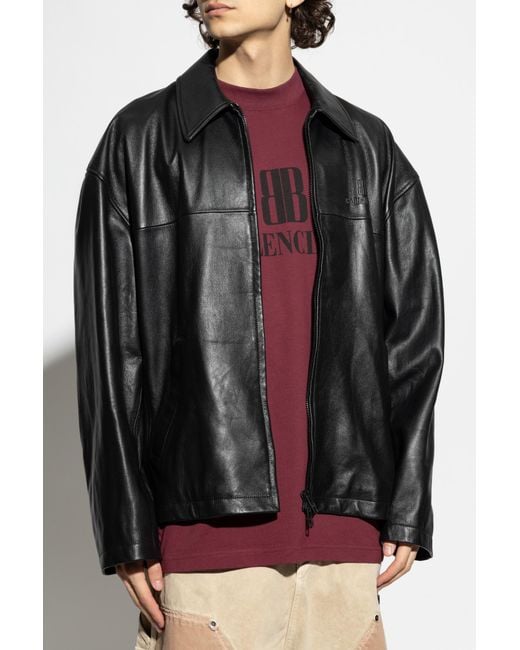 Balenciaga Lambskin Leather Jacket in Black for Men | Lyst