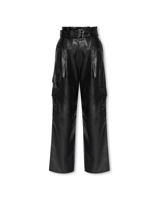 AllSaints Black ‘Harlyn’ Leather Trousers