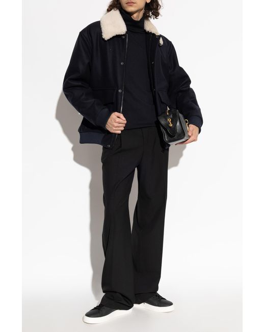 Balmain Blue Turtleneck With Logo for men