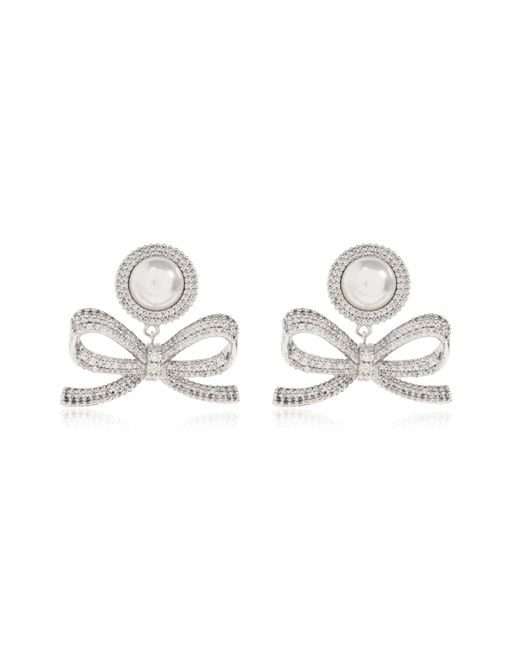 Self-Portrait Metallic Earrings With Shimmering Crystals