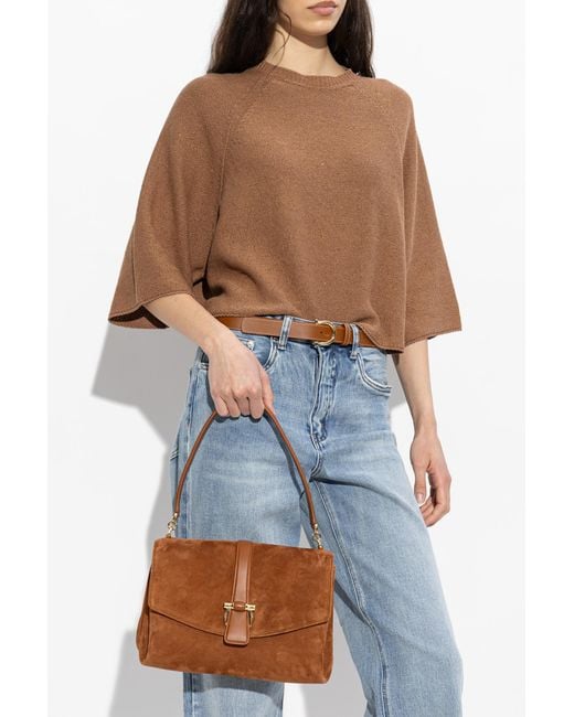 Ferragamo Brown Suede Shoulder Bag