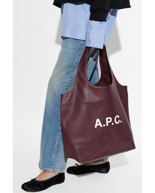 A.P.C. Red "Ninon" Shopper Bag