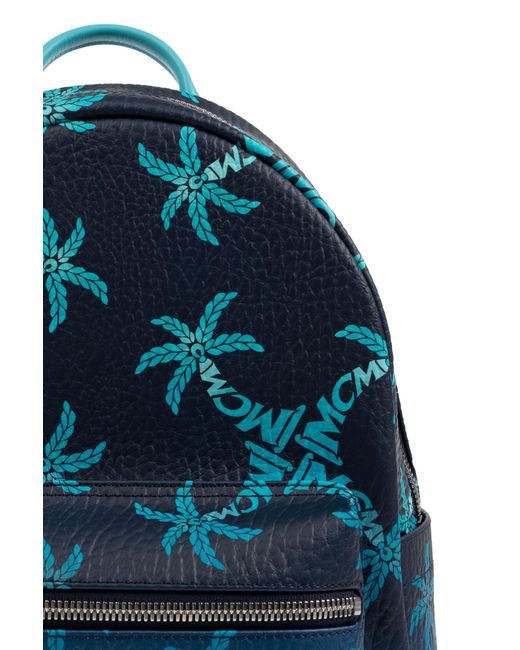 MCM Blue Backpack With Monogram for men