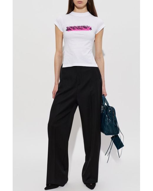 Balenciaga White Asymmetrical Cut T-Shirt