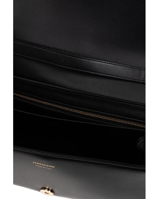 Ferragamo Black Rectangular Leather Shoulder Bag