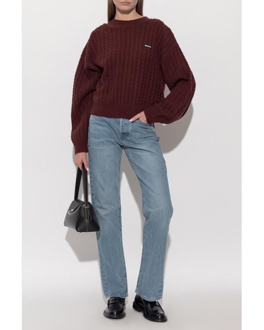 ROTATE BIRGER CHRISTENSEN Red Wool Sweater With Logo Patch