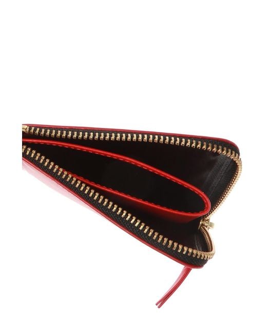 Comme des Garçons Red Logo-print Leather Half-zip Wallet