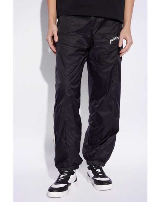 Palm Angels Black Track Pants With Printed Logo for men