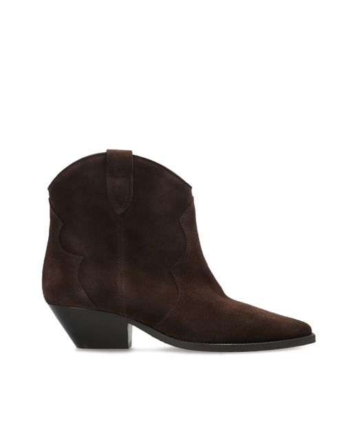 Isabel Marant Brown Suede Heeled Ankle Boots "Dewina"