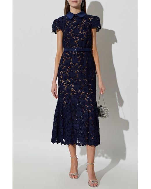 Self-Portrait Blue Openwork Dress