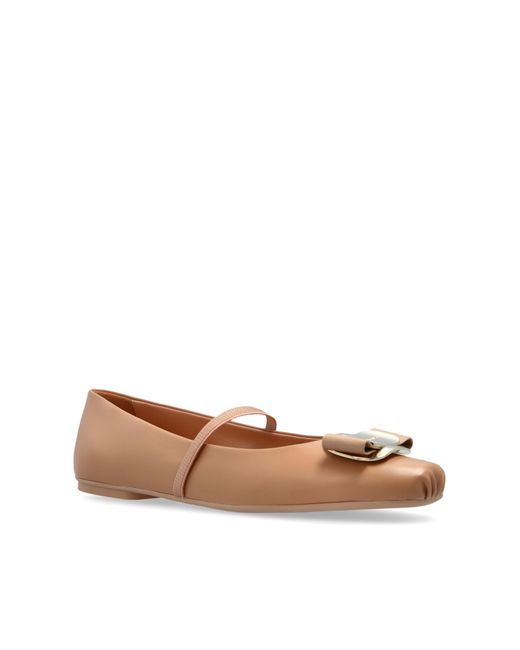 Ferragamo White Ballerinas 'Zina'