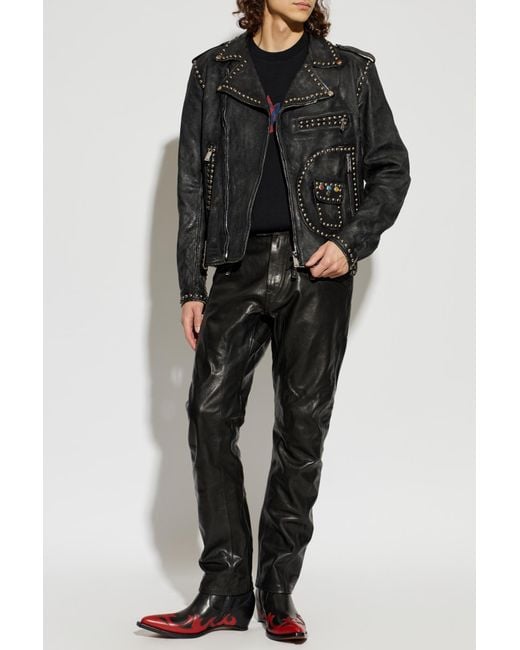 DSquared² Black Leather Jacket With A Vintage Effect for men
